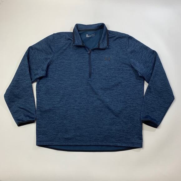 Under Armour Sweatshirt Mens XL Extra Large Blue ColdGear Fleece Half Zip - Picture 2 of 11